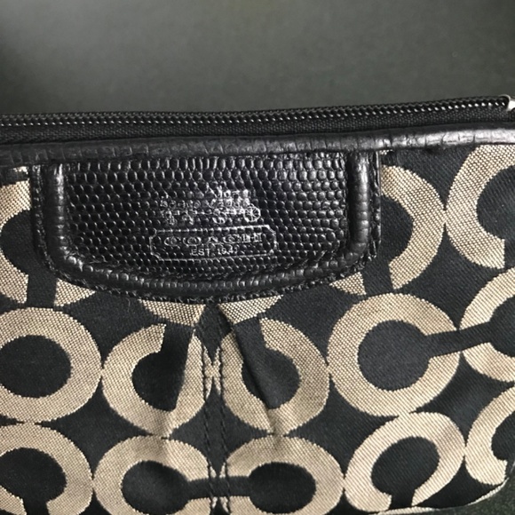 Coach Black Canvas Leather Wristlet - Picture 12 of 16